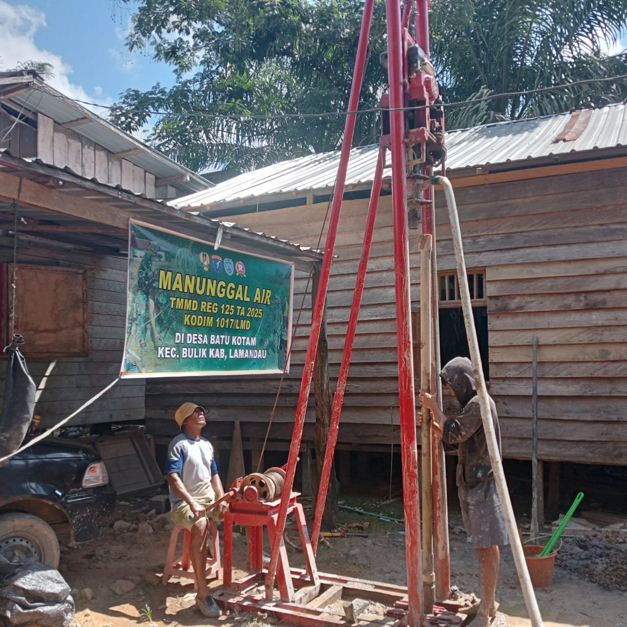 Sumur Bor Pertama di Kantor Desa Batu Kotam, TMMD Wujudkan Akses Air Bersih