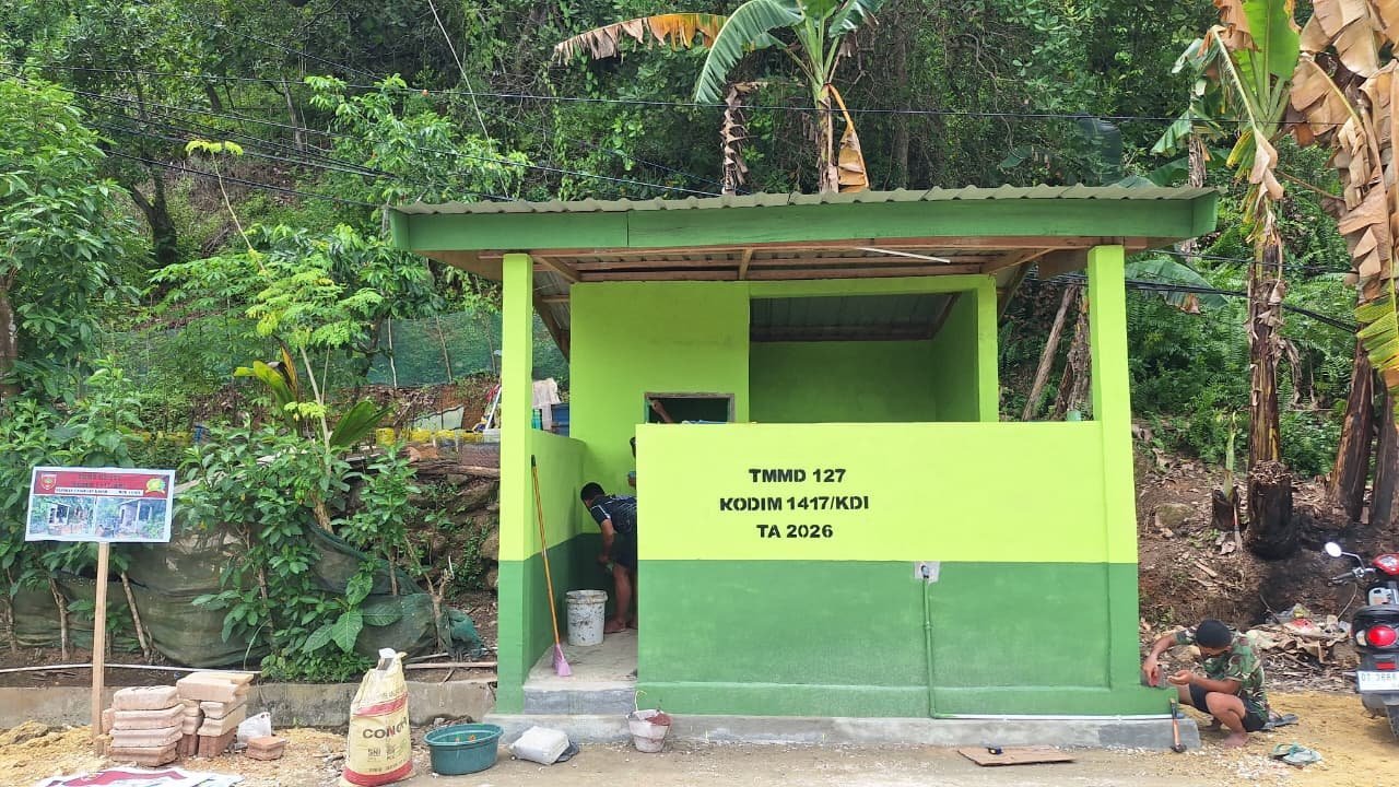 Satgas TMMD 127 Kodim 1417/Kendari Rampungkan Pembangunan MCK di Sambuli