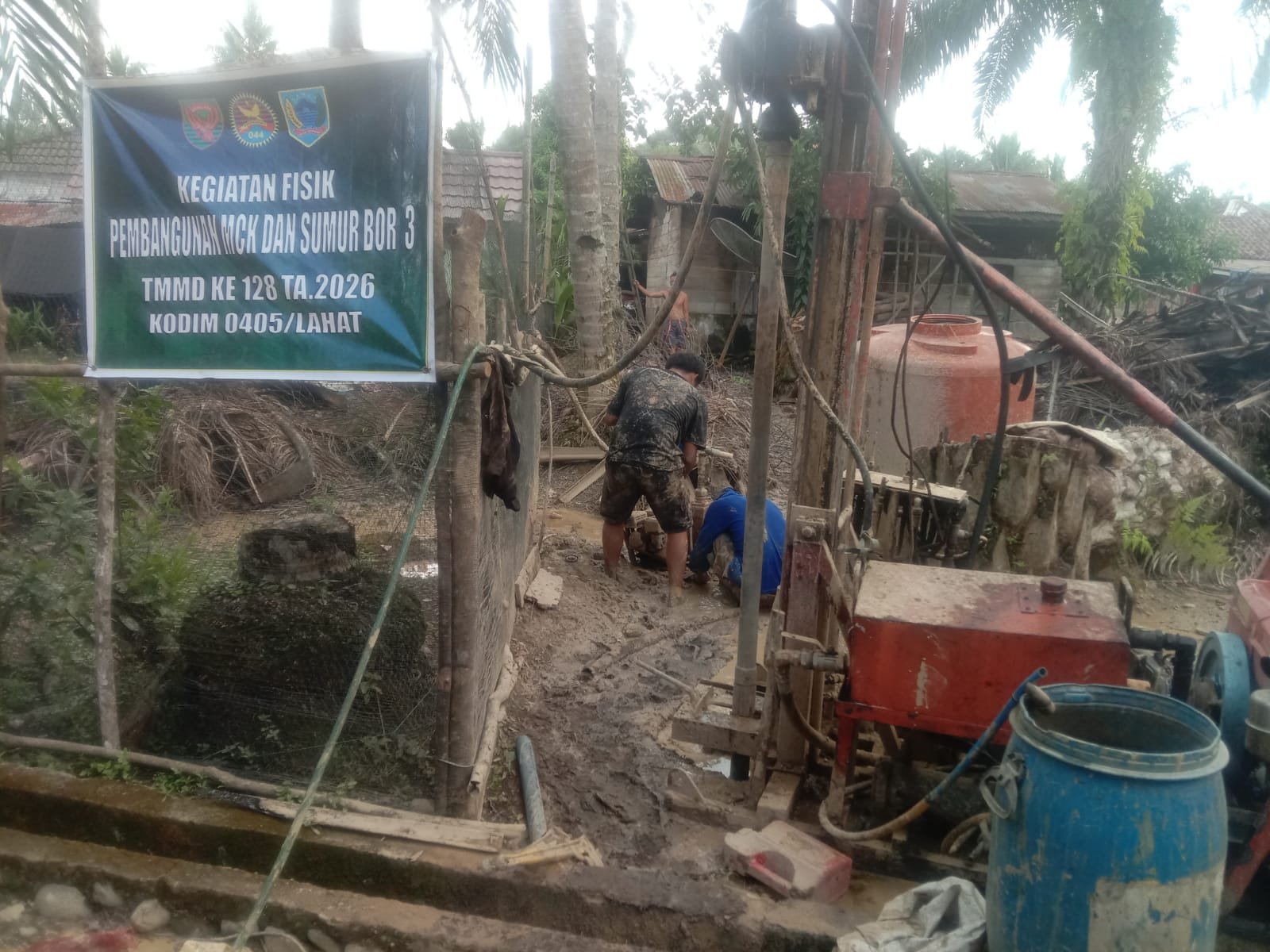 Satgas TMMD Kodim 0405/Lahat Genjot Pengeboran Sumur Bor ke-3, Hadirkan Solusi Air Bersih