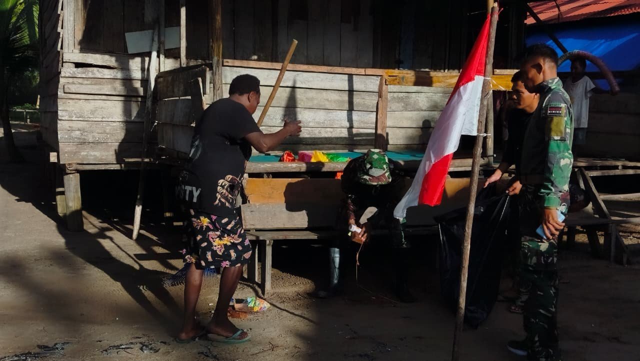 Kerja Bakti Satgas TMMD 128, Pererat Kebersamaan dan Tingkatkan Kesadaran Warga