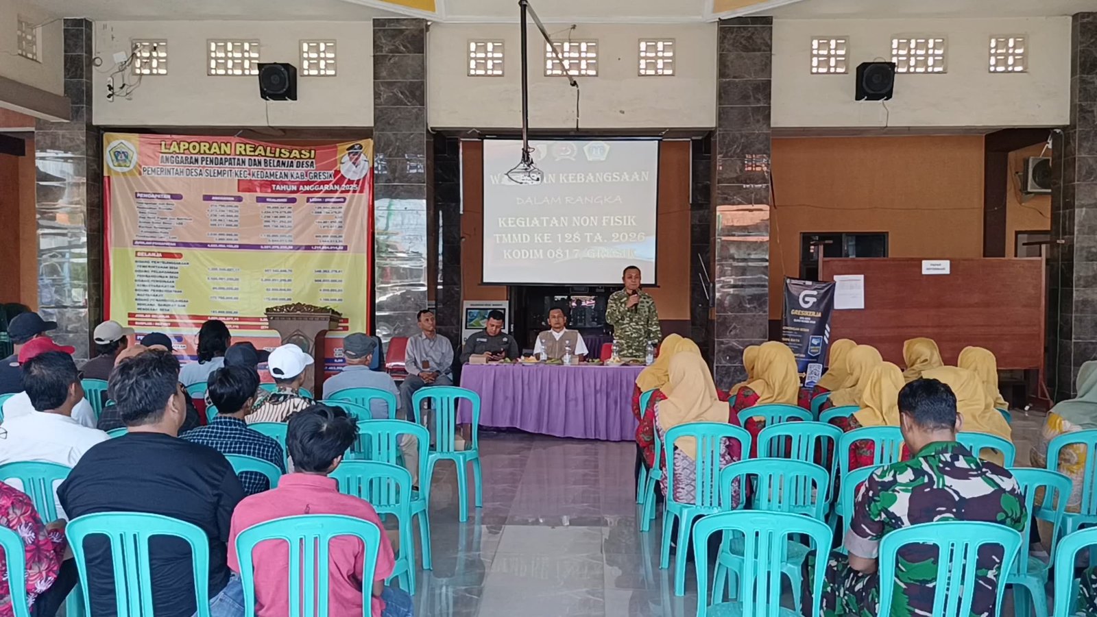 Perkuat Nasionalisme, TMMD 128 Slempit Gelar Sosialisasi Bela Negara Bersama Kesbangpol