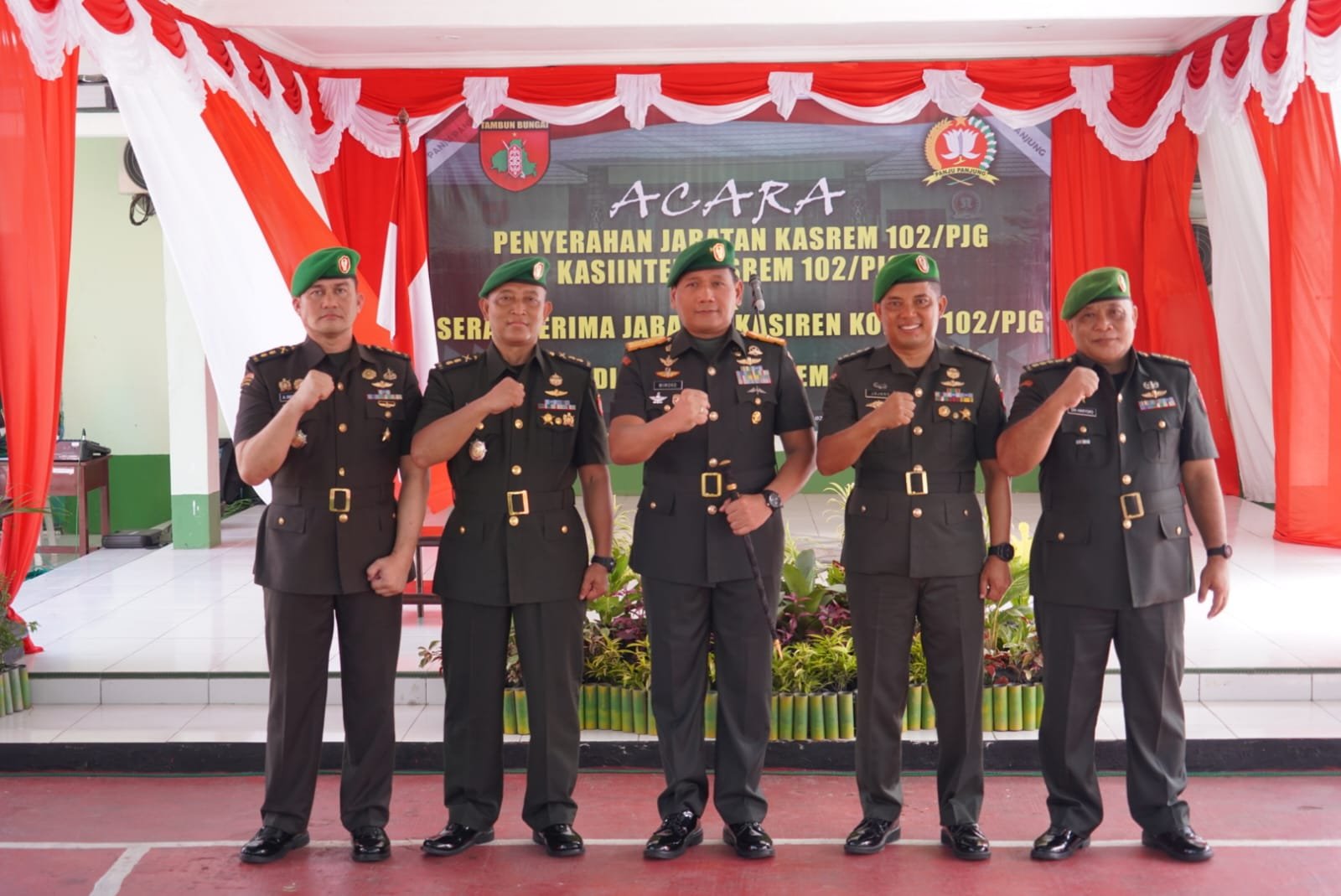 DANREM 102/PJG PIMPIN PENYERAHAN JABATAN KASREM, KASIINTEL DAN SERTIJAB KASIREN KOREM 102/PJG
